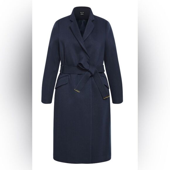City Chic Women’s Navy Blue Mia Coat 16 NWT - Picture 3 of 15